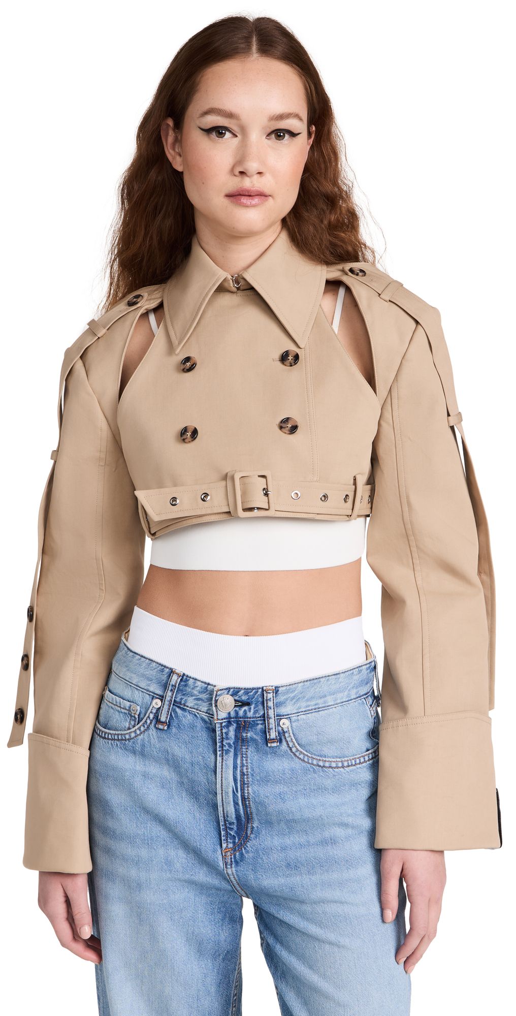 ROKH Strap Detailed Cropped Trench Jacket | Shopbop