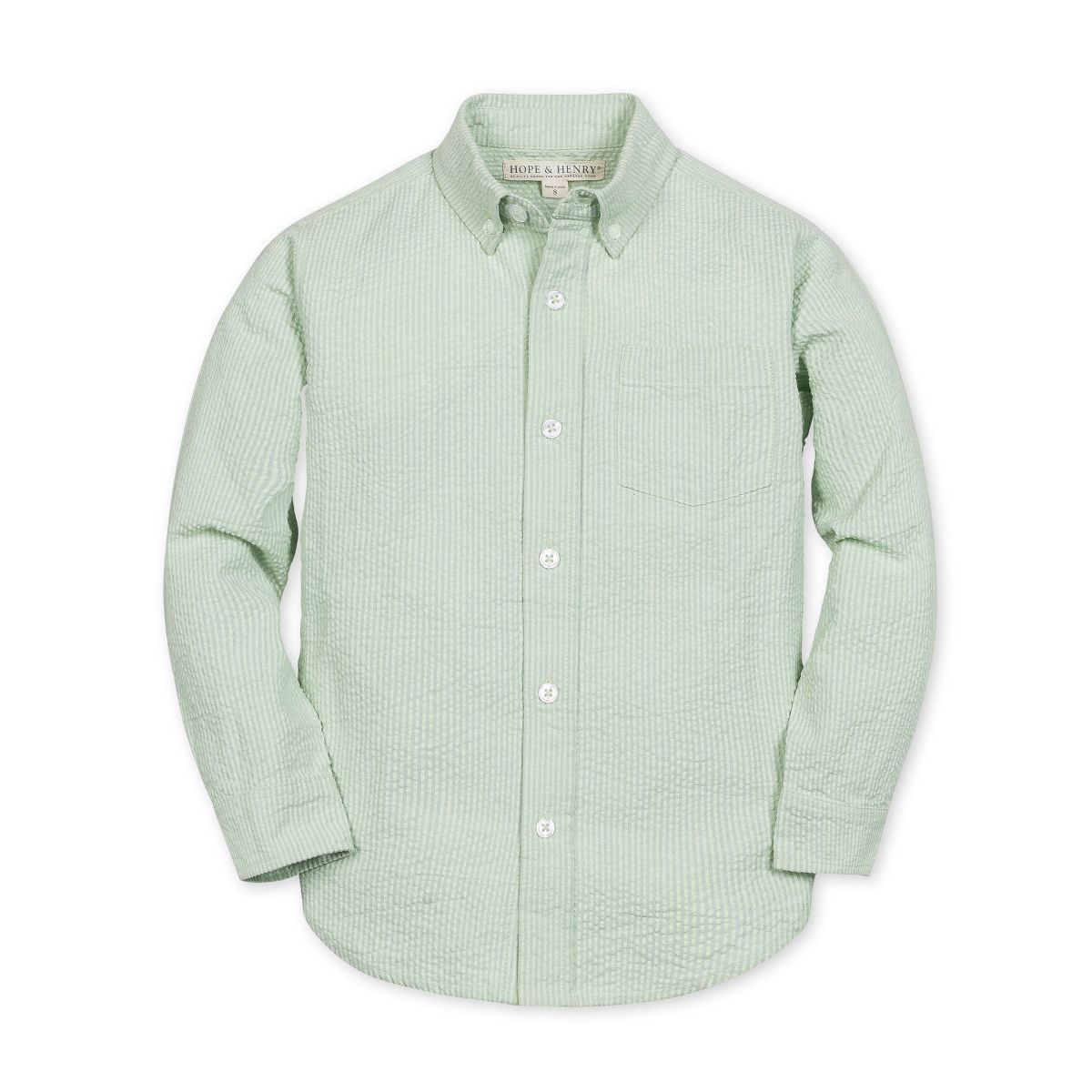 Hope & Henry Boys' Organic Long Sleeve Seersucker Button Down Shirt, Kids | Target