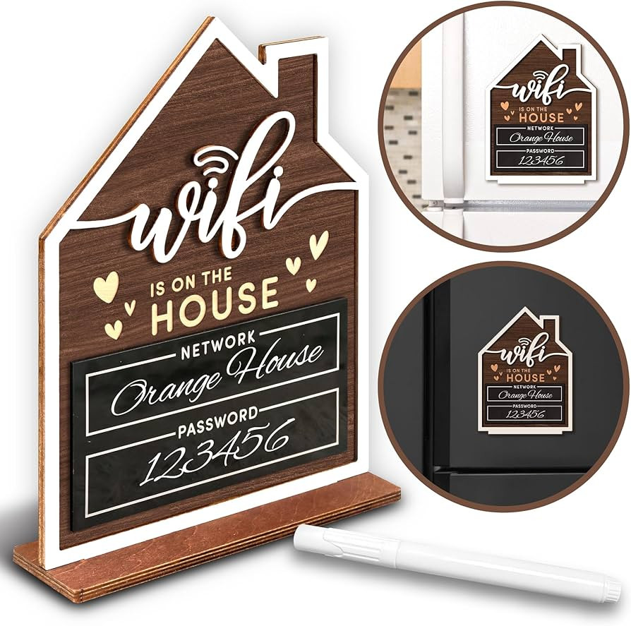 Amazon.com : Woodamore Wifi Sign For Guests - Wood Wifi Password Sign for Home Business, Wifi Board Sign Guest Bedroom Essentials, Guest Room Decor Wooden Wifi Name Sign with Erasable Pe : Office Products | Amazon (US)