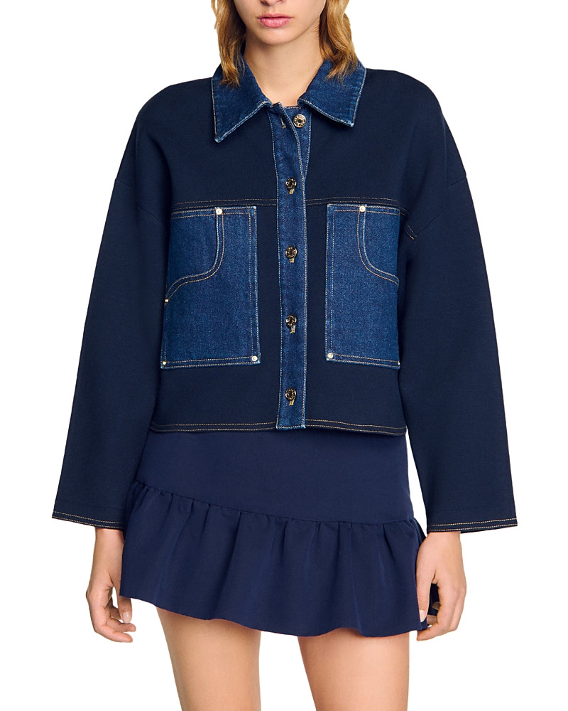 Sandro Denim Detail Cardigan | Bloomingdale's (US)