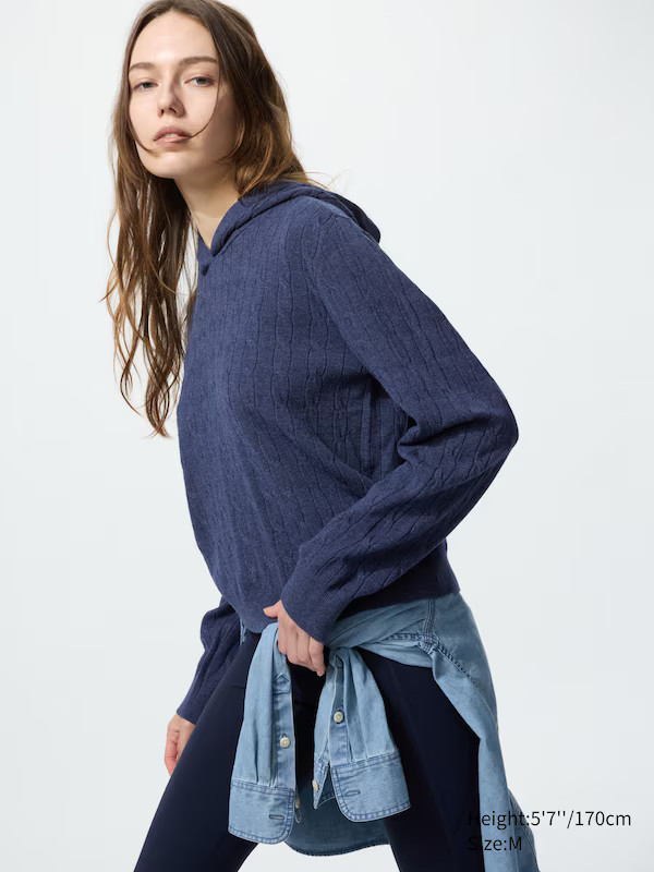 Washable Knit Cable Hoodie | UNIQLO (US)