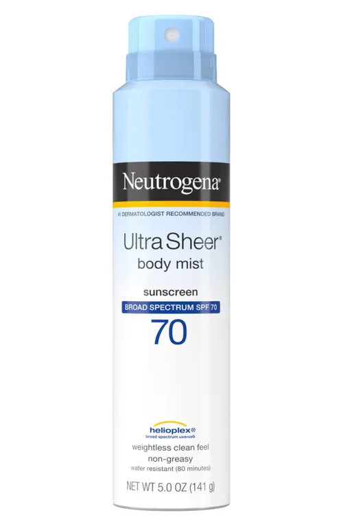 NEUTROGENA Ultra Sheer Body Mist Sunscreen Spray Broad Spectrum SPF 70, Lightweight, Non-Greasy & Water Resistant, Oil-Free & Non-Comedogenic UVA/UVB | Nordstrom