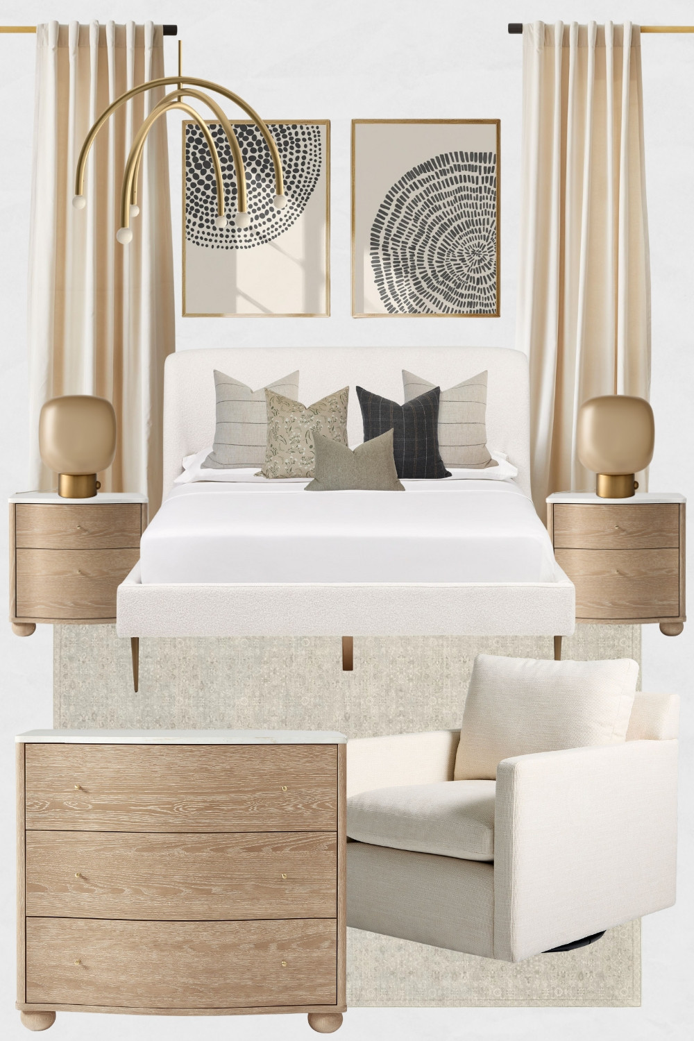 Cream and White Oak Wood Scandi Bedroom Moodboard, White Scandinavian Bedroom Design Ideas, Cream Scandi Bedroom Decor, Scandi Wall Art, Neutral throw pillows, White Accent Chair

#homedecor #scandihome #scandibedroom #scandidecor #creambedroom #whitebedroom #scandiart #cozybedroom #instahome 

 #LTKHome #LTKSaleAlert