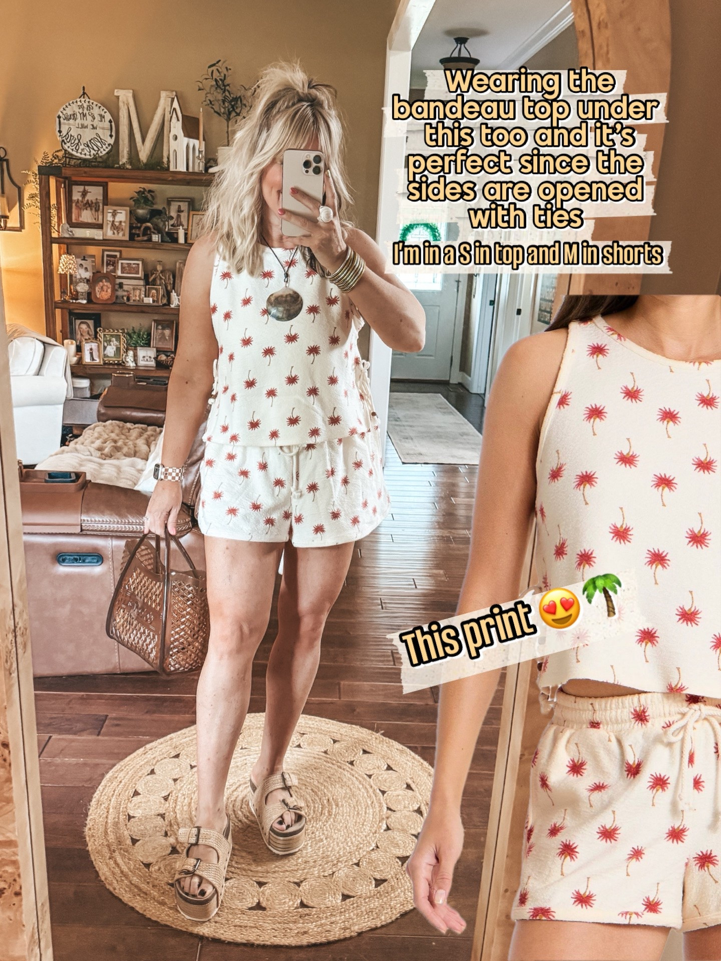 Cutest palm tree print set! Comes in two other solid colors. I did a small in top and a medium in shorts.
@Target