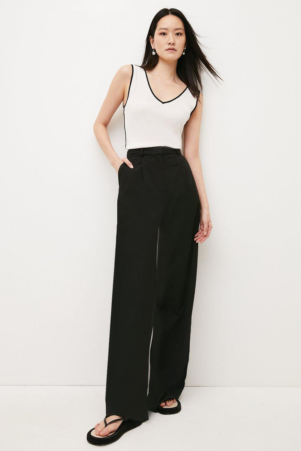 Viscose Blend Knitted V Neck Vest | Karen Millen UK & IE