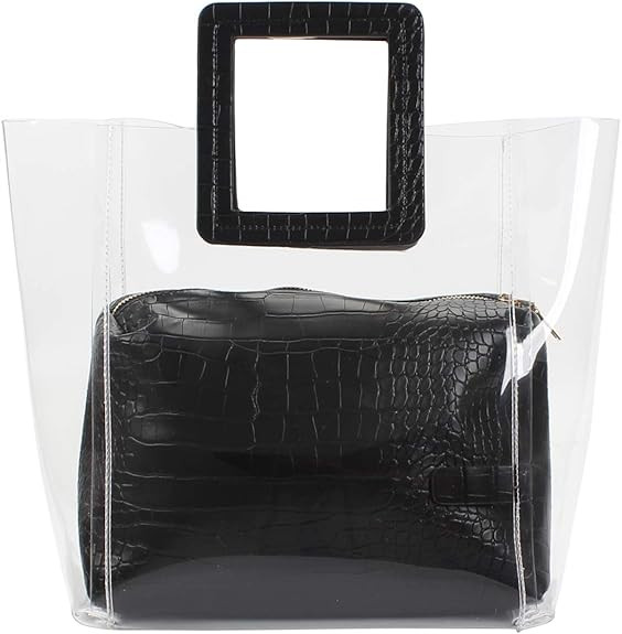 Poxas Womens Transparent Shoulder Bags Clear Tote PVC Handbag Jelly Purse Waterproof Bag | Amazon (US)