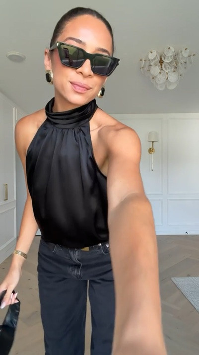 Pre-fall outfit! This black top is the perfect closet staple for date night outfits and fall work outfits. Wearing size S satin halter top and size 28 long barrel jeans (black wash)

#LTKootd #LTKSeasonal #LTKmomlife
