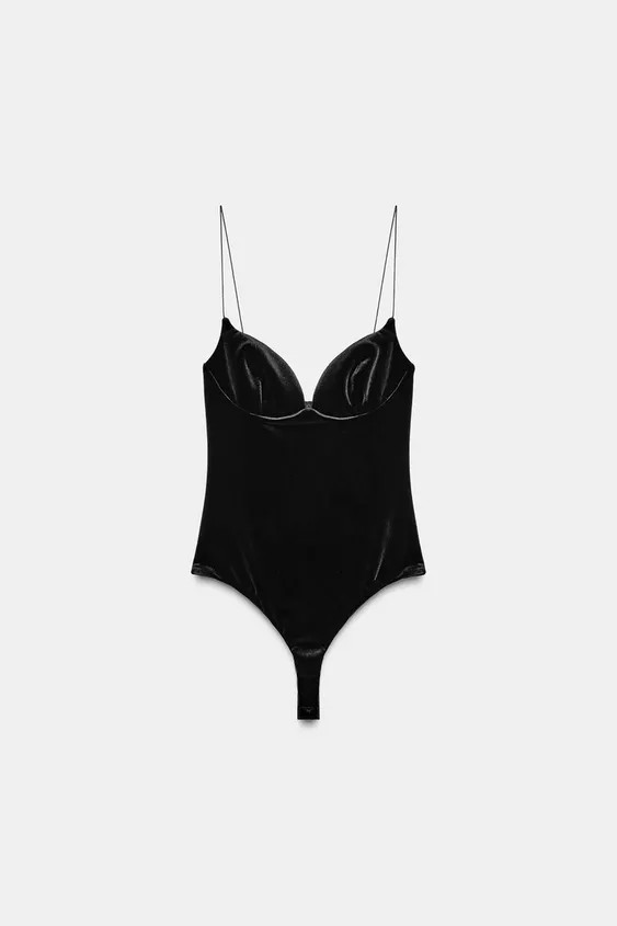 STRAPPY VELVET BODYSUIT | Zara UK