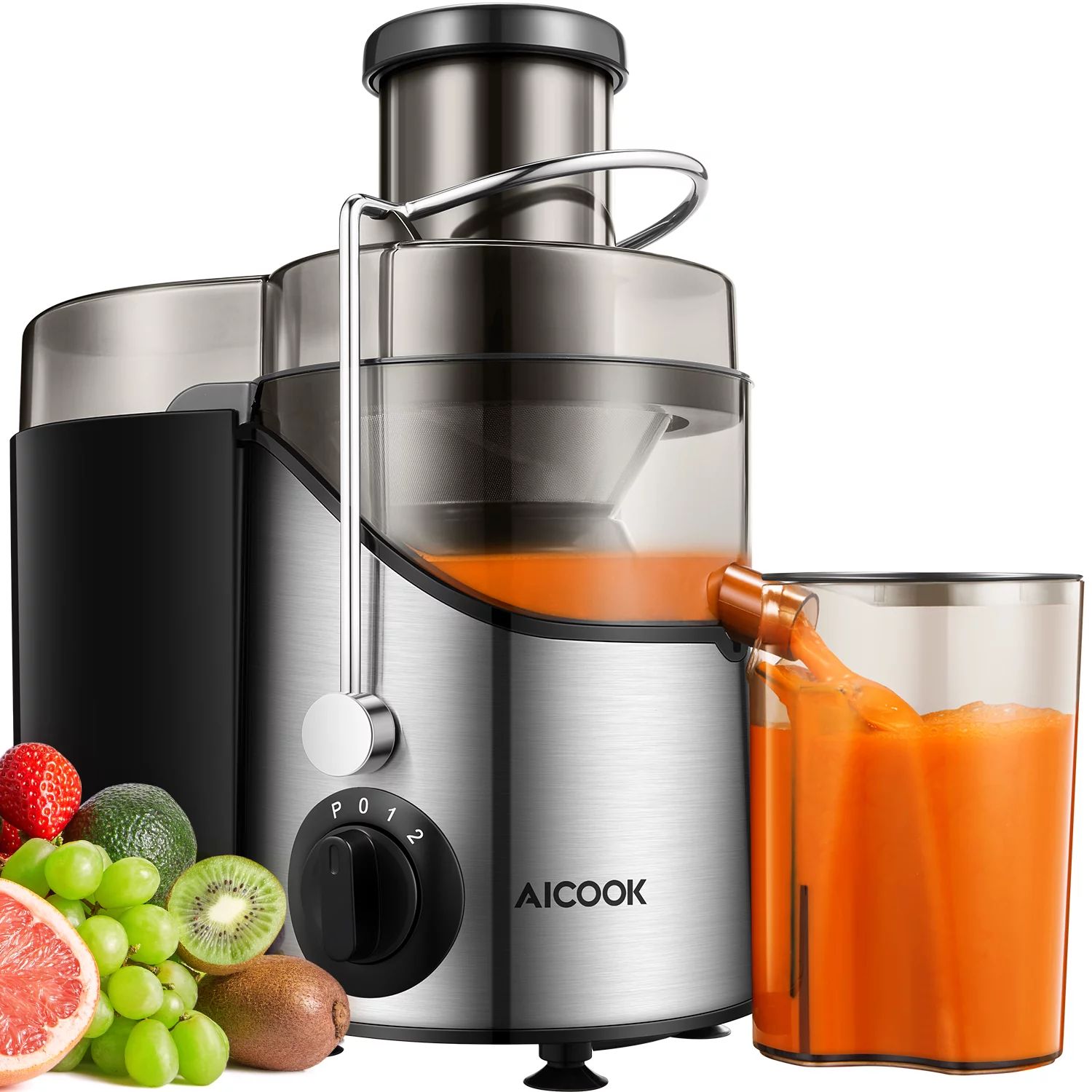 AICOOK Juicer Extractor Easy Clean, 3 Speeds Control,  Stainless Steel BPA Free | Walmart (US)