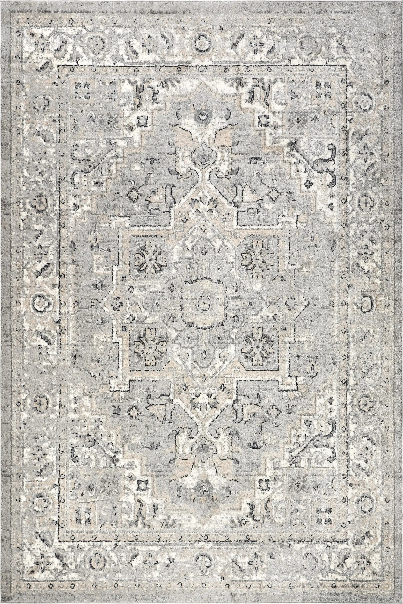 Harley Vintage Medallion Rug | Light Grey | Rugs USA