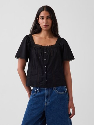 Lace-Trim Square-Neck Swing Top | Gap (US)
