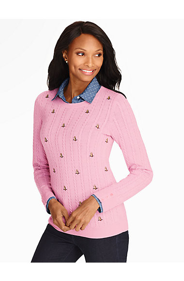 Owl-Embroidered Cable Sweater | Talbots