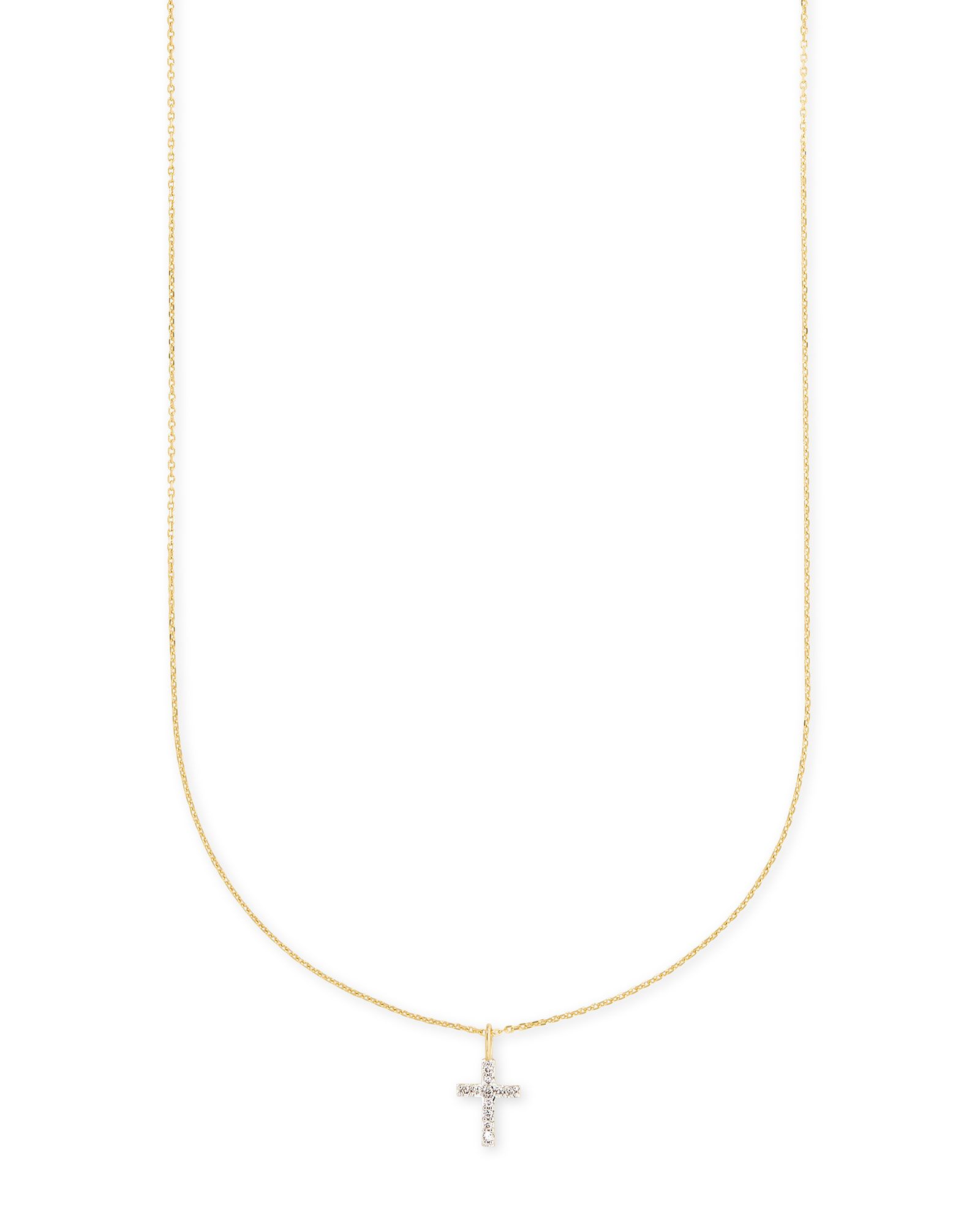 Cross 14k Yellow Gold Pendant Necklace in White Diamonds | Kendra Scott | Kendra Scott