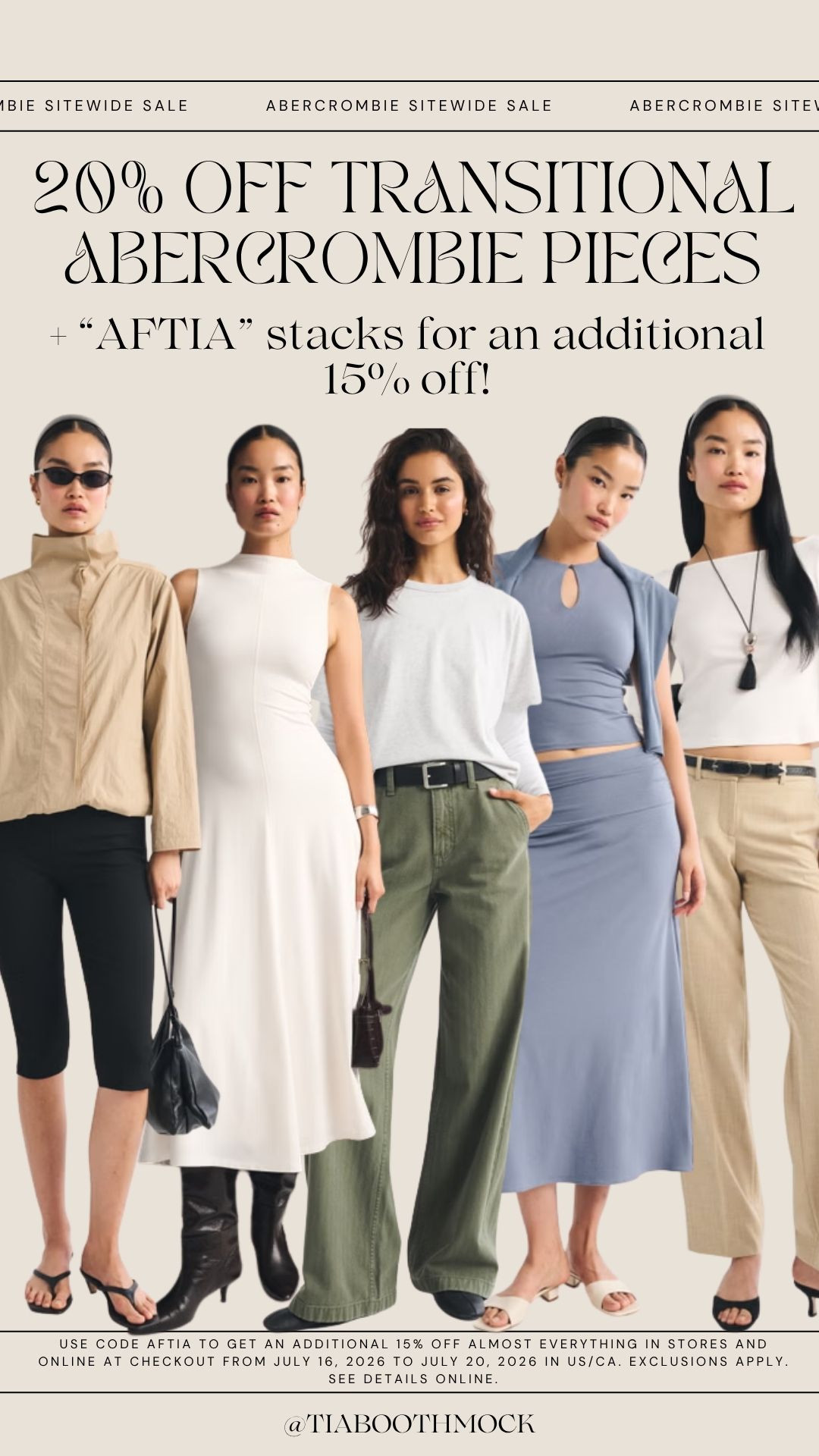 The perfect in-between season wardrobe starts here. 🤍 These Abercrombie pieces will take you from summer into fall effortlessly. Plus, use code AFTIA for an extra 15% off on top of the sale! ✨

#LTKootd #LTKSeasonal #LTKSaleAlert