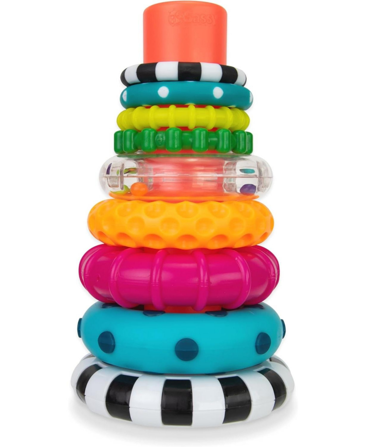 Sassy Baby Sassy Stacks of Circles Stacking Ring Stem Learning Toy, 9 Piece Set - Assorted Pre-pack (See Table 9 | Macy's