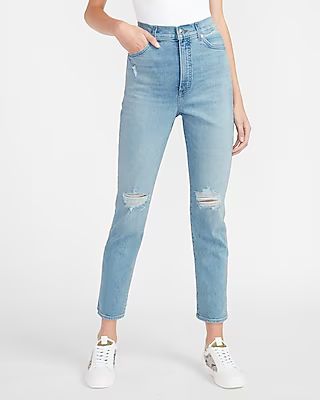 Super High Waisted Ripped Slim Ankle Jeans | Express