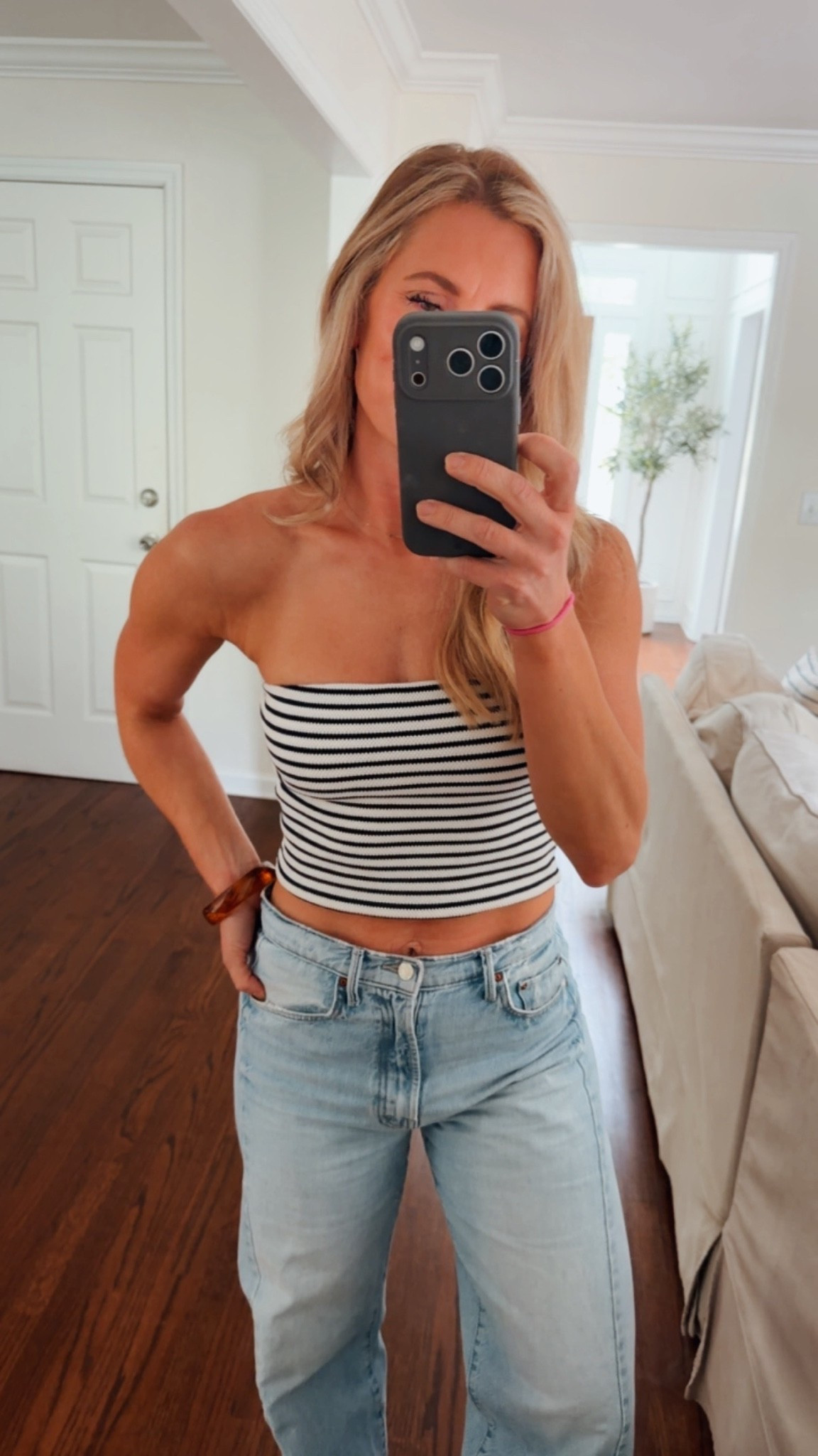 Stripe tube top small
Best jeans I’ve ever owned! TS

#LTKgrwm #LTKootd #LTKmomlife