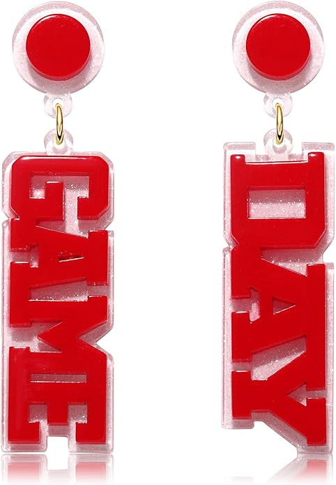 Game Day Earrings for Women, Acrylic Football Earrings Game Day Accessories Team Sports Fan Earri... | Amazon (US)