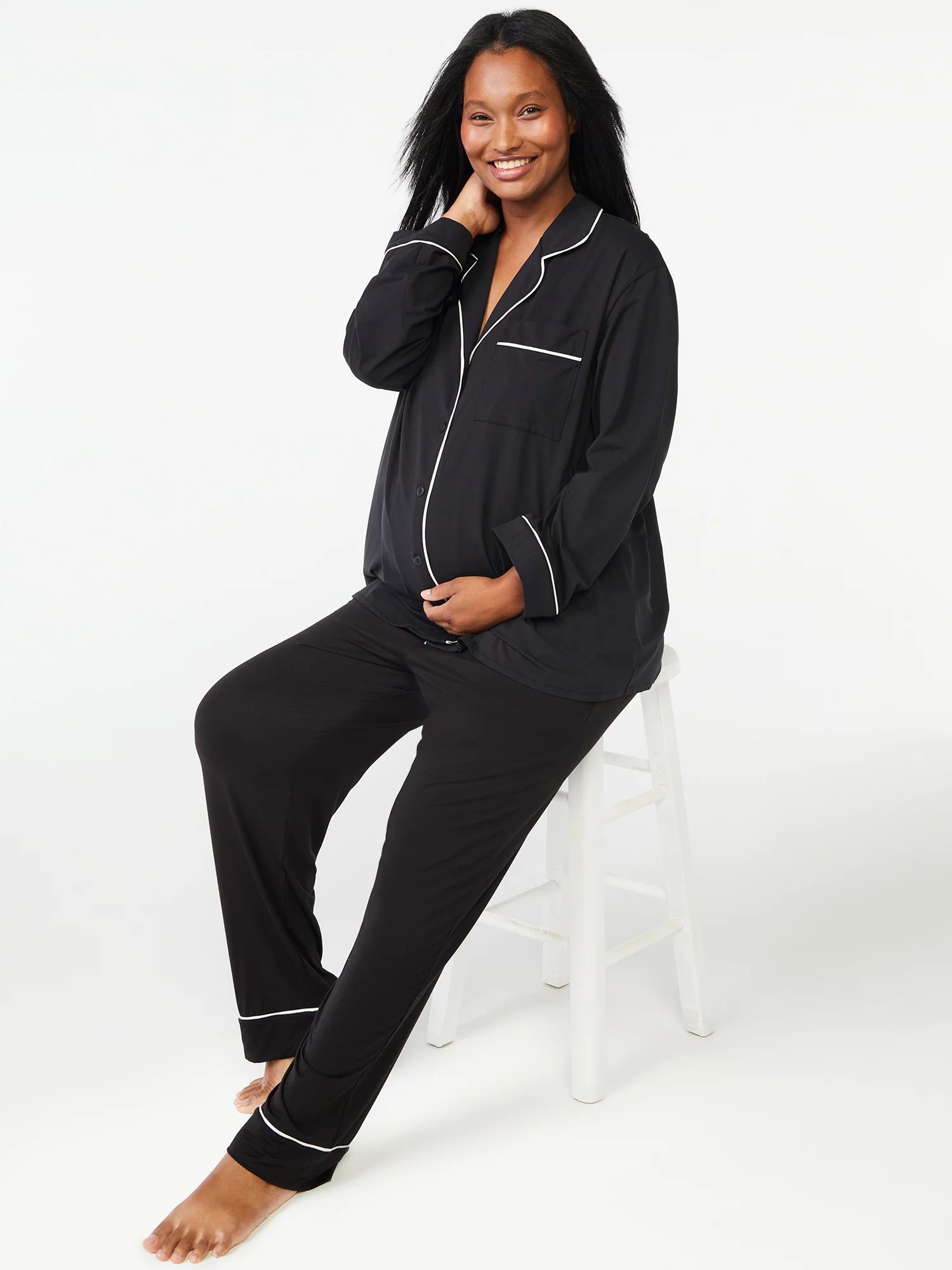 Joyspun Women's Maternity Sleep Set, 2-Piece, Sizes up to 3X - Walmart.com | Walmart (US)