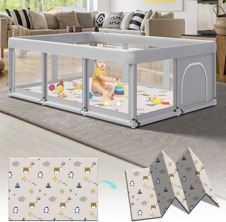 74" ×50" Large Baby Playpen, Baby Playard for Babies and Toddlers, Baby Fence Play Pens for Indo... | Amazon (US)