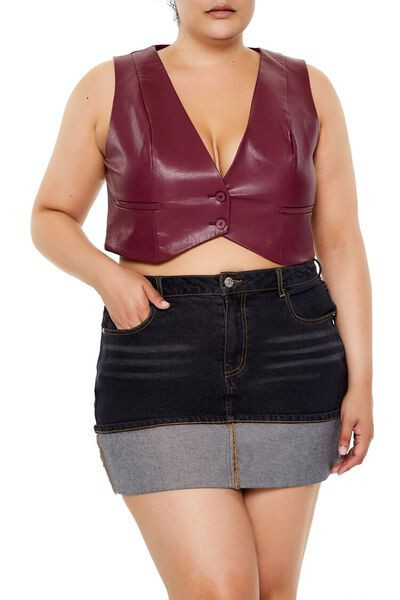 Plus Size Faux Leather Cropped Vest | Forever 21