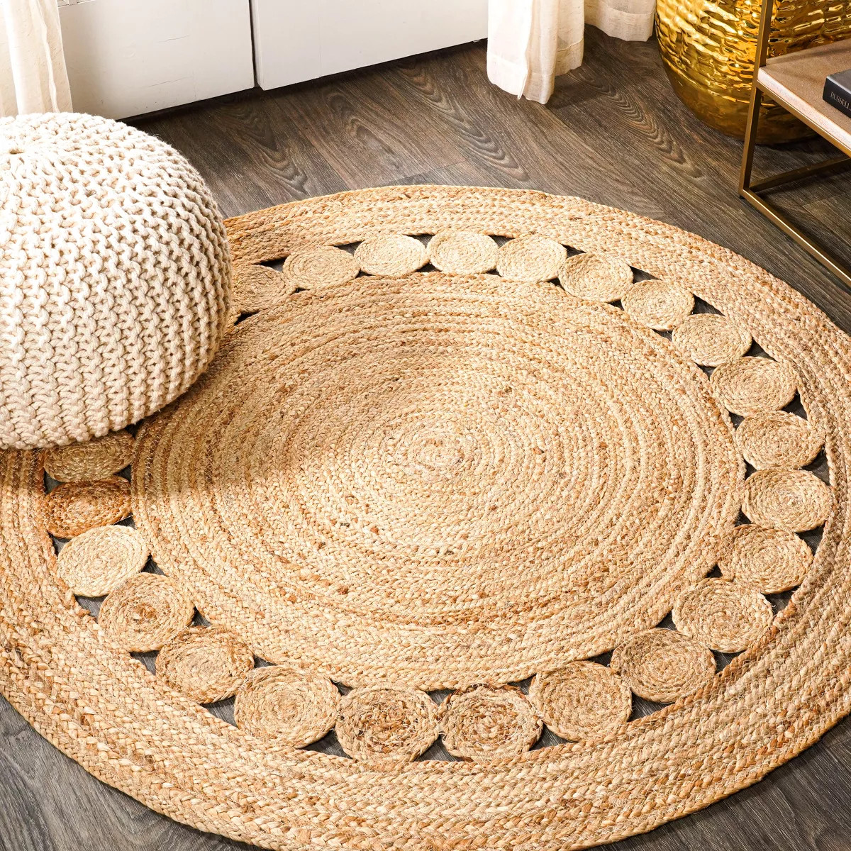 JONATHAN Y Dahlia Round Natural Jute Boho Circle Natural 5 ft. Round Area Rug, Thick, Textured We... | Target