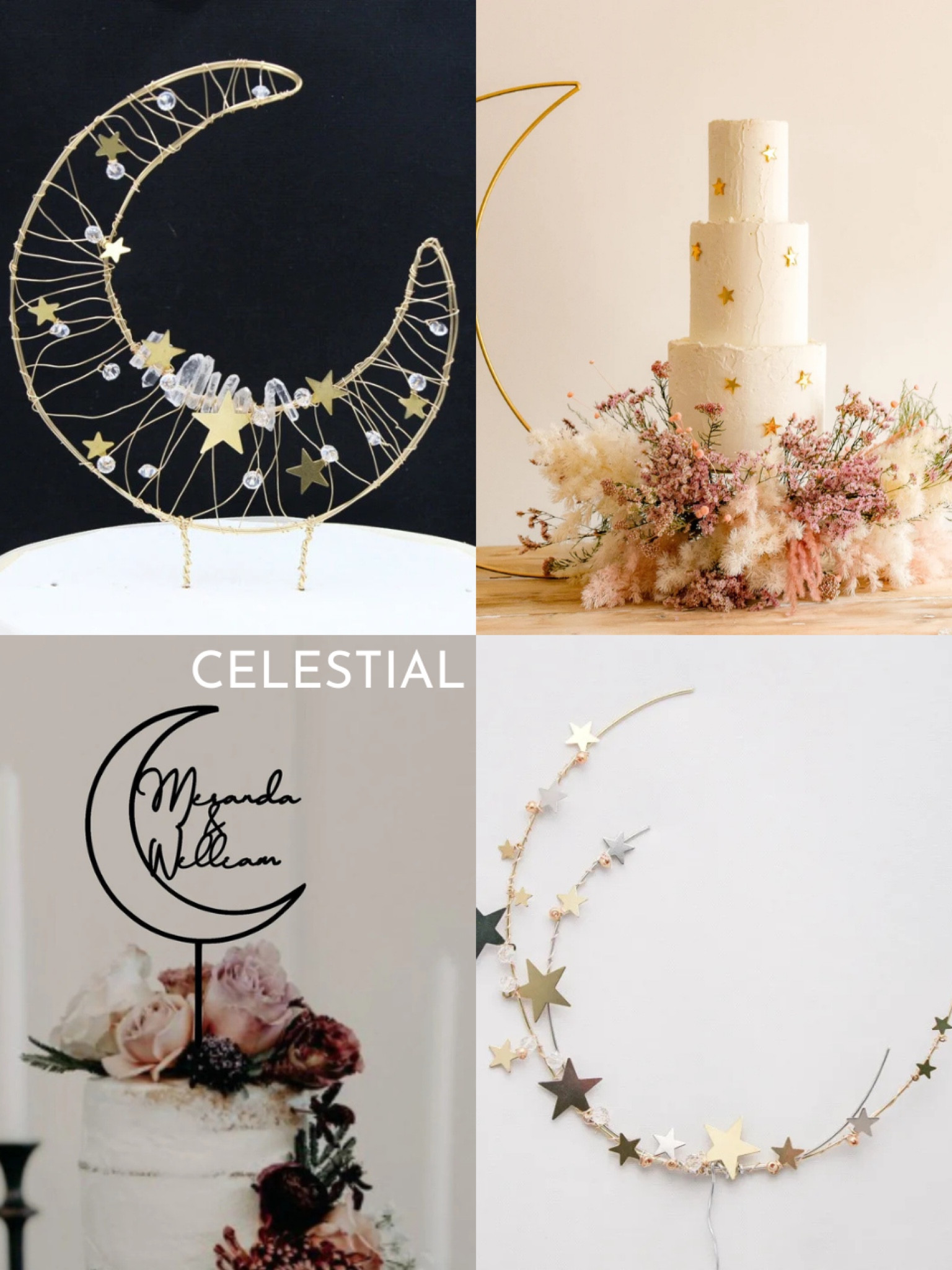 Celestial wedding cake toppers 