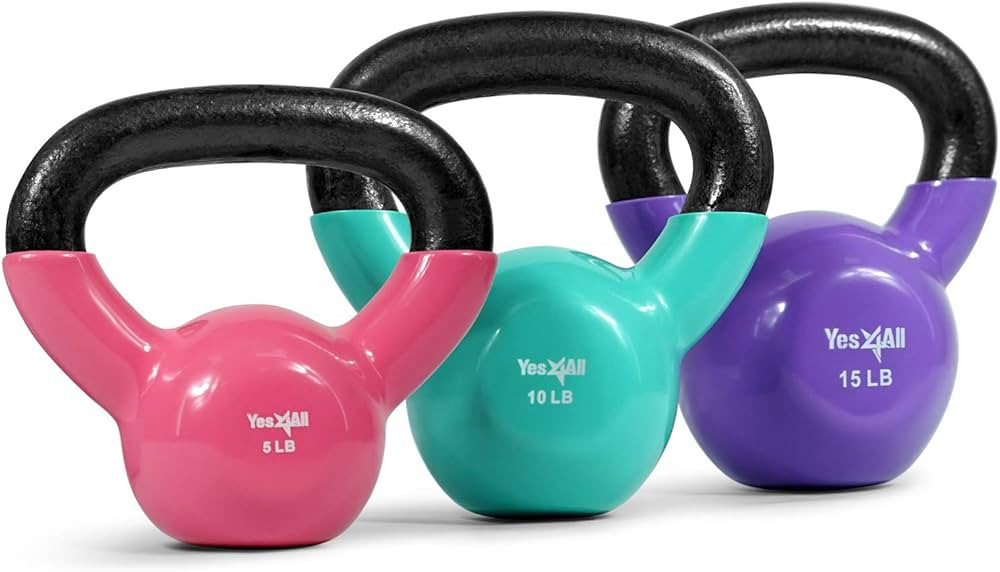 Yes4All Kettlebell Set Vinyl Coated Weights Combo for Full Body Workout Equipment Push up, Grip S... | Amazon (US)