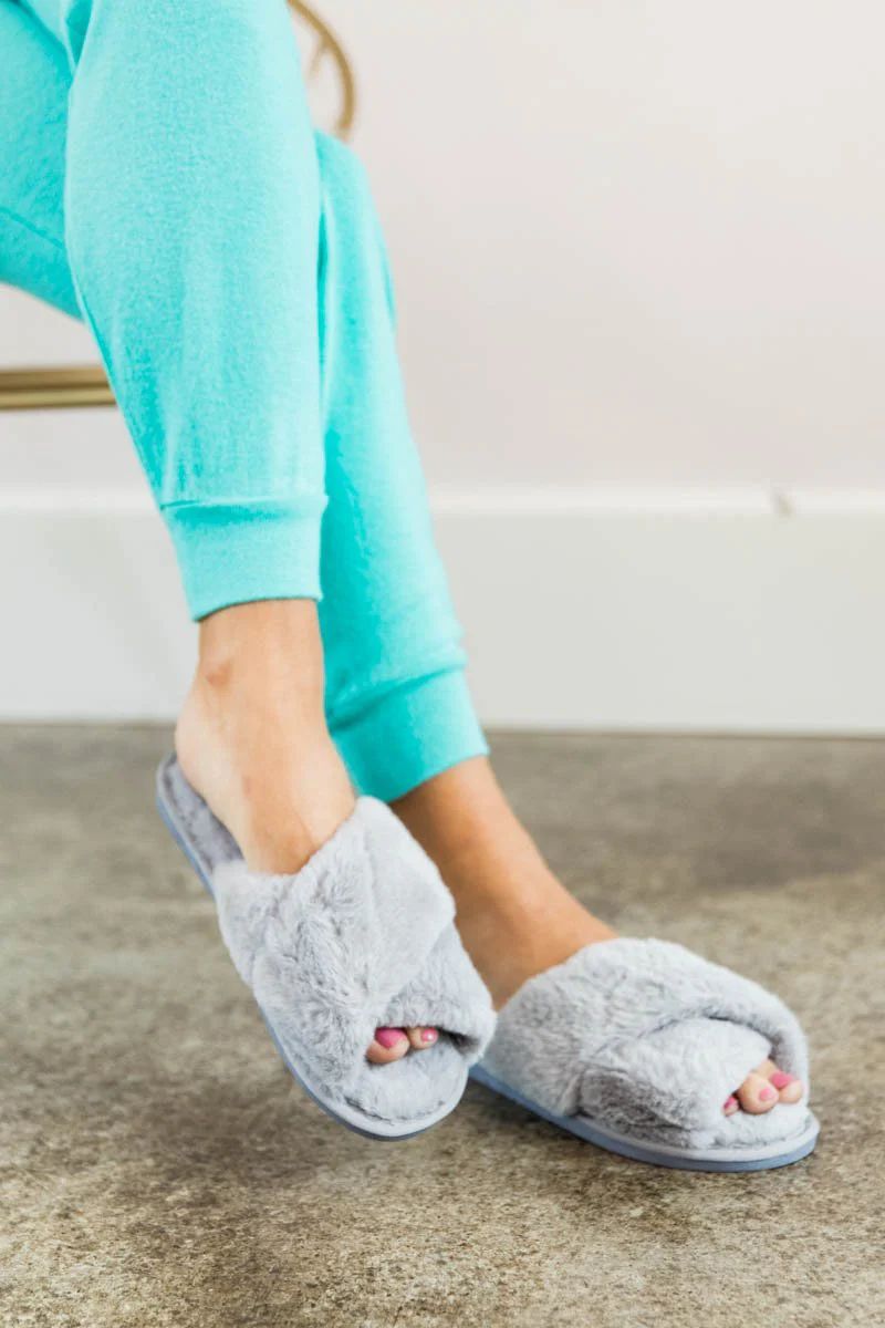 Arleene Fuzzy Slippers- Gray | Avara