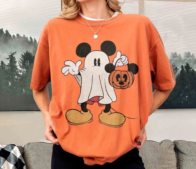 Retro Mickey Ghost Halloween Comfort Colors Shirt, Mickey Spooky Season Shirt, Mickey's Not so Sc... | Etsy (US)