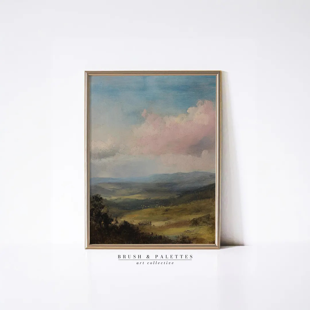 Pastel Sky Landscape Print: Serene Countryside Nature Wall Art (Digital Download) | Etsy (US)