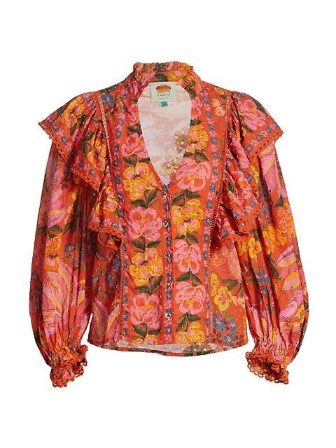 Red Spring Bananas Ruffle Blouse | Saks Fifth Avenue