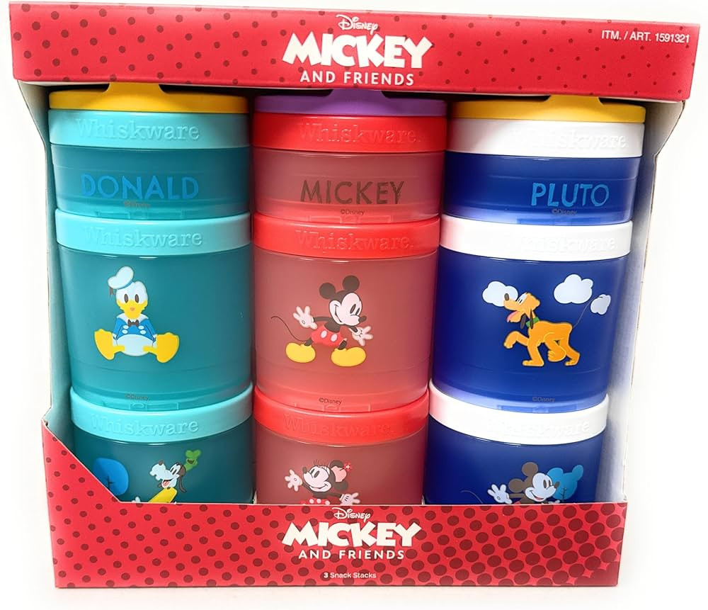Whiskware Portable Stackable Snack Containers for Kids, Mickey and Friends 3 Pack Snack Stacks Se... | Amazon (US)