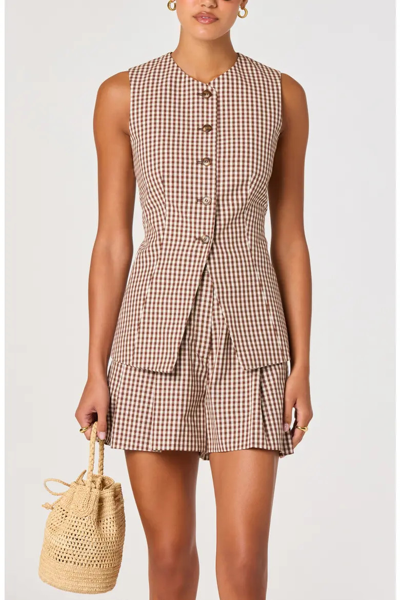 Karan Check Cotton Vest (Women) | Nordstrom | Nordstrom