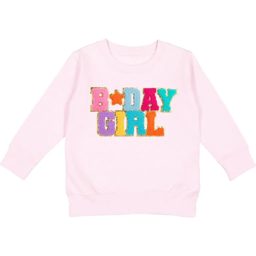 Sweet Wink Birthday Girl Patch Sweatshirt in Ballet Pink at Nordstrom, Size 3T | Nordstrom