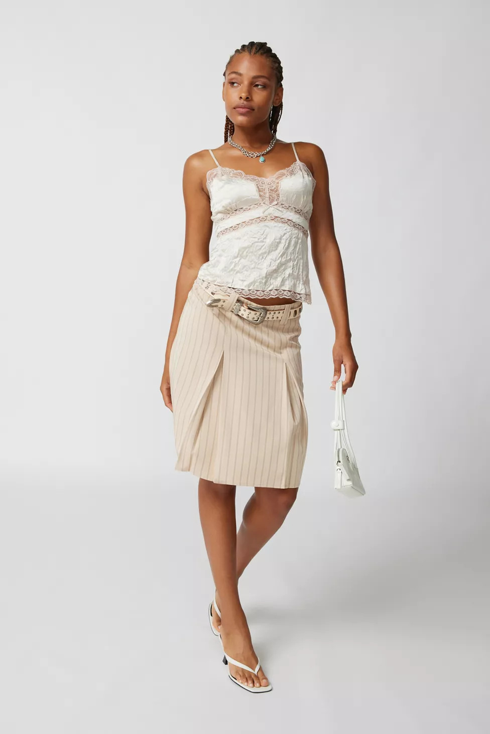 UO LBD Crushed Satin Lace-Inset Cami | Urban Outfitters (US and RoW)