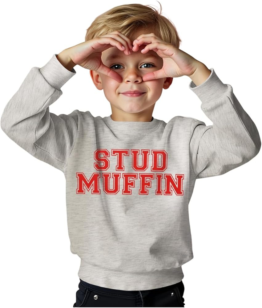 Toddler Baby Boy Valentine's Day Sweatshirt STUD MUFFIN Long Sleeve Shirt Holiday Outfit Crew Nec... | Amazon (US)