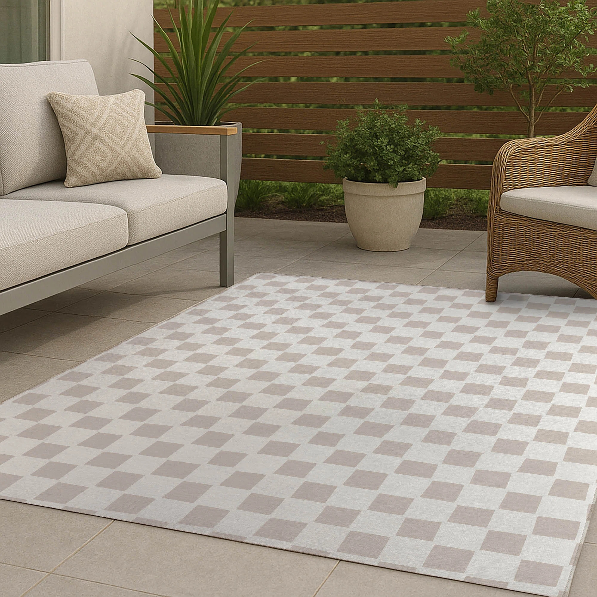 Checkered Non-Slip Outdoor Rug | Wayfair North America