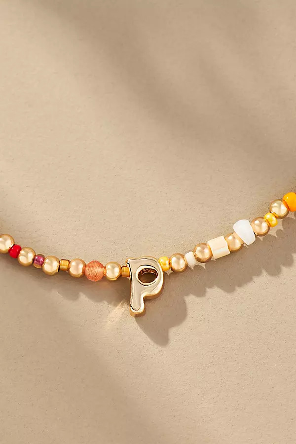 Beaded Bubble Letter Lowercase Monogram Necklace | Anthropologie (US)