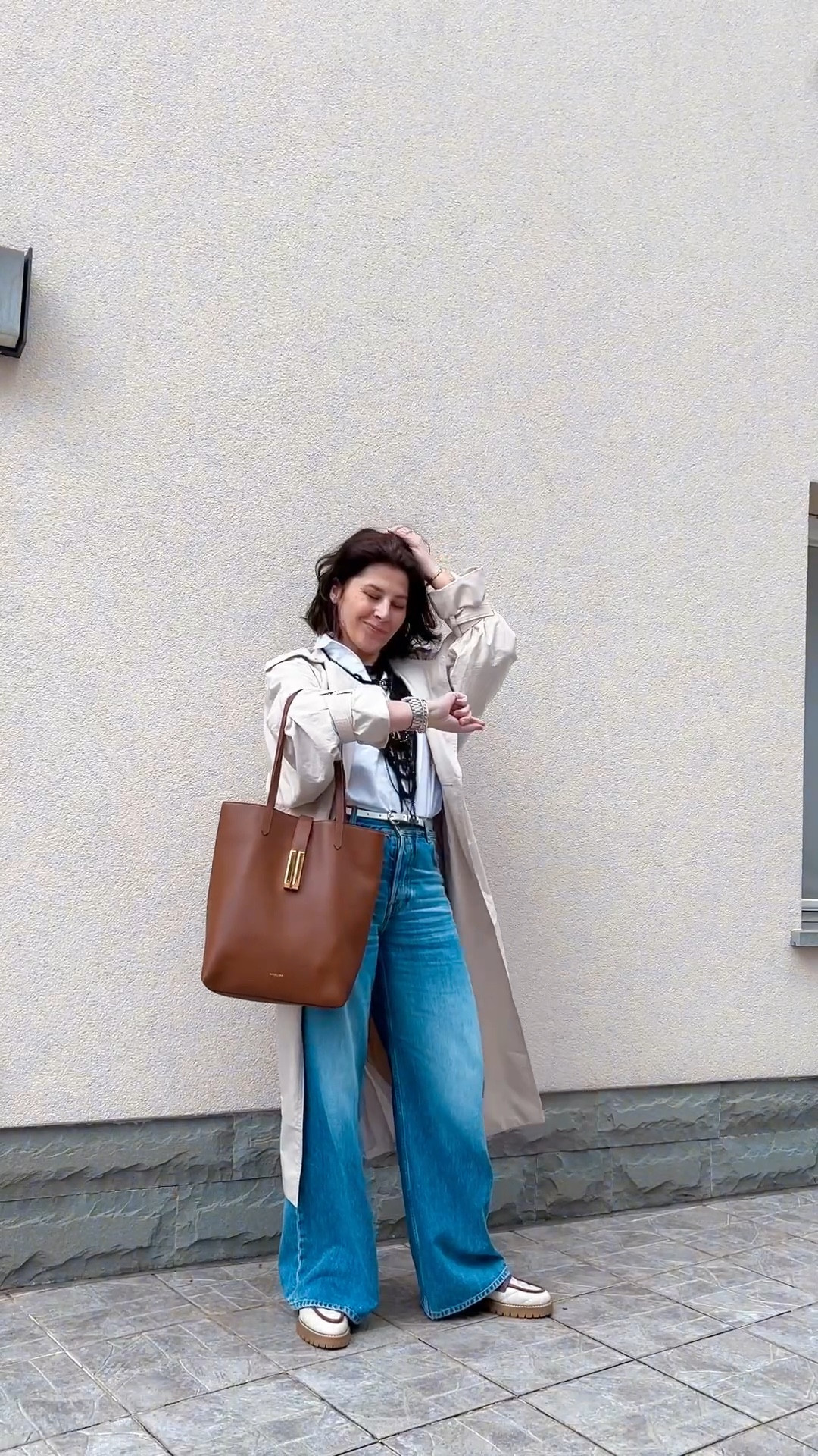 Wide leg denim, white shirt, loafers and trench coat makes the perfect causal combo. 
Add some jewelry and a fun bag to perfect the look. 


#LTKstyletip #LTKeurope #LTKworkwear