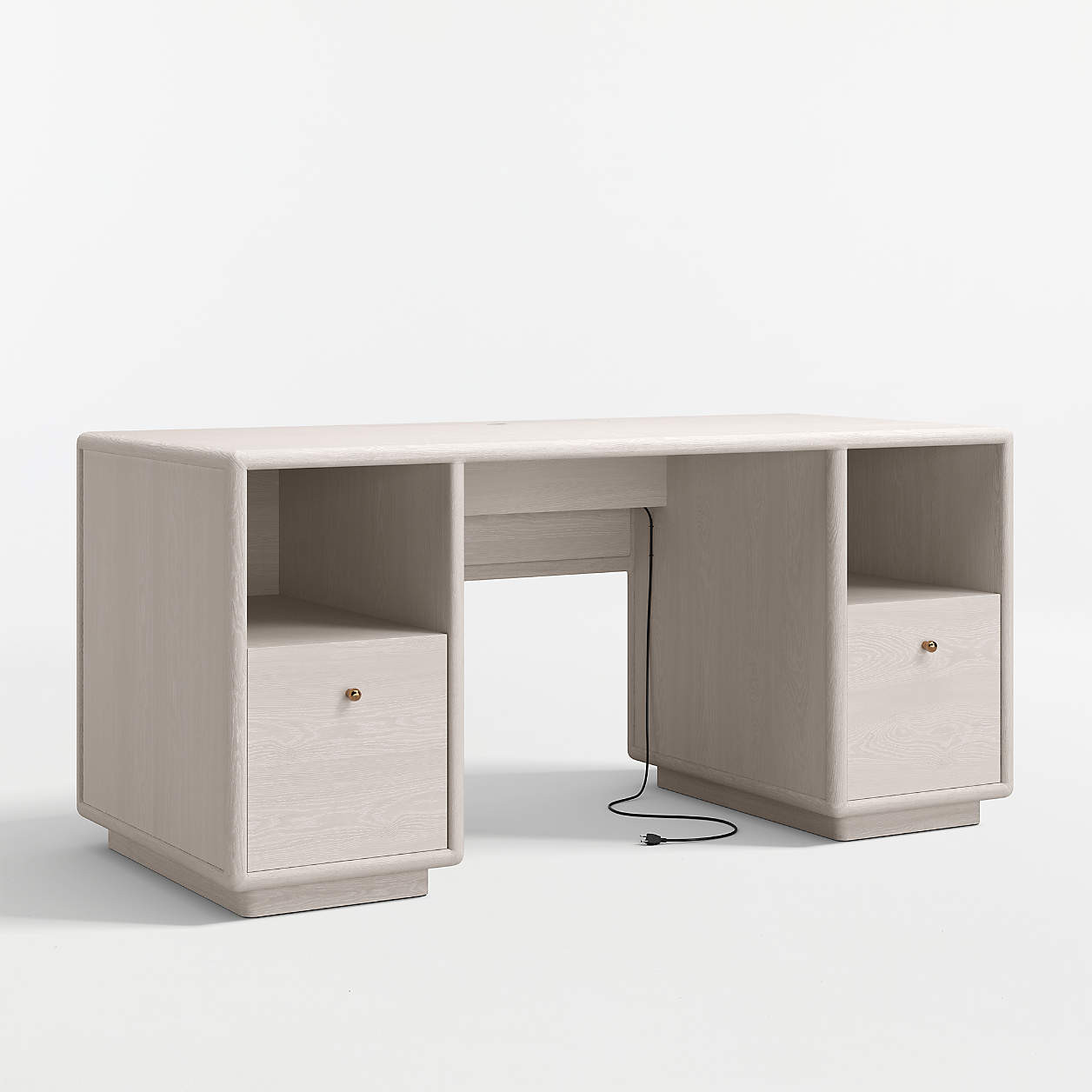 Lafayette 64" Whitewashed Desk with Outlets | Crate & Barrel | Crate & Barrel