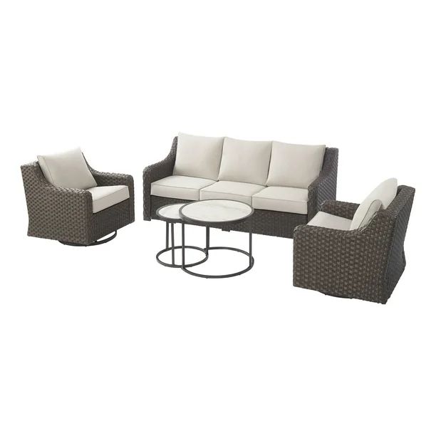 Better Homes & Gardens River Oaks 5-Piece Dark Brown Wicker Conversation Set | Walmart (US)