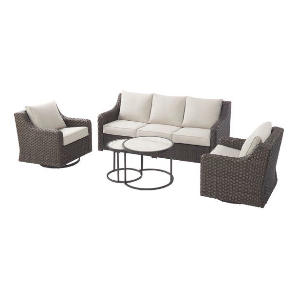 Better Homes & Gardens River Oaks 5-Piece Dark Brown Wicker Conversation Set | Walmart (US)