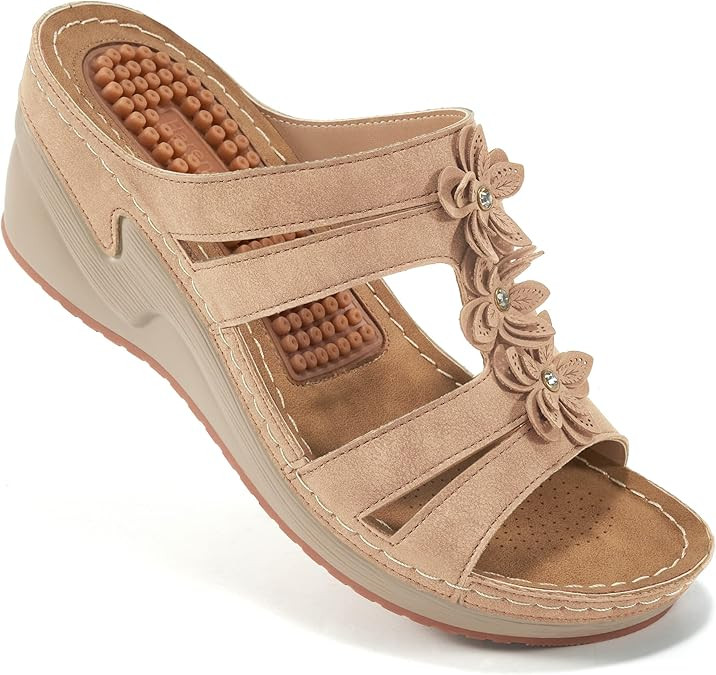 HARENCE Womens Sandals Flip Flops for Women with Arch Support Summer Casual Wedge Thong Shoes Com... | Amazon (US)