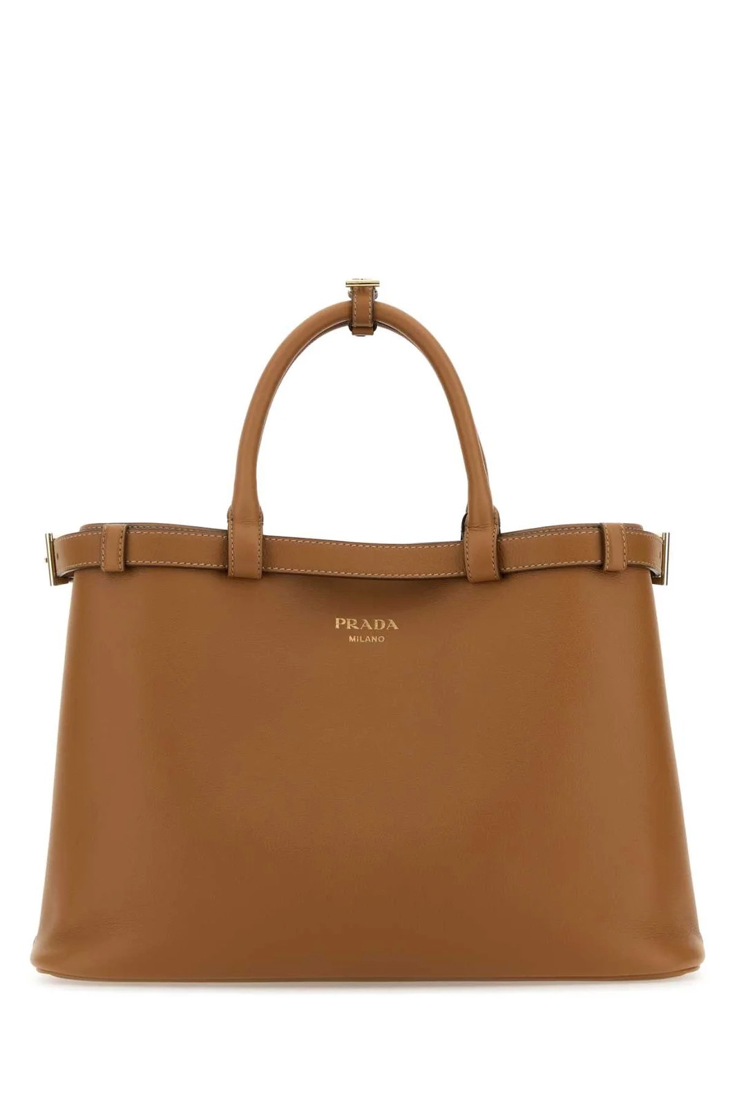 Prada Logo-Stamp Belted Medium Handbag | Cettire Global