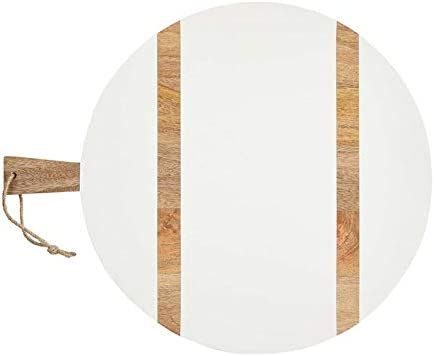 Amazon.com: Mud Pie Large Round White/Natural Brown Wood Serving Paddle Board: Home & Kitchen | Amazon (US)