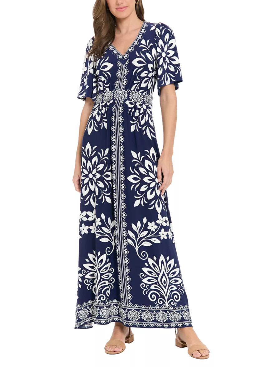 Women's Short Sleeve Printed Maxi Dress | Belk