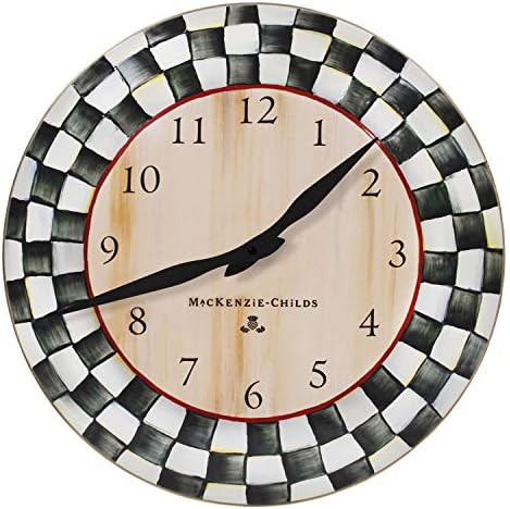 MacKenzie-Childs Courtly Check Enamel Wall-Hanging Clock, Decorative Wall Clock, Battery Operated | Amazon (US)