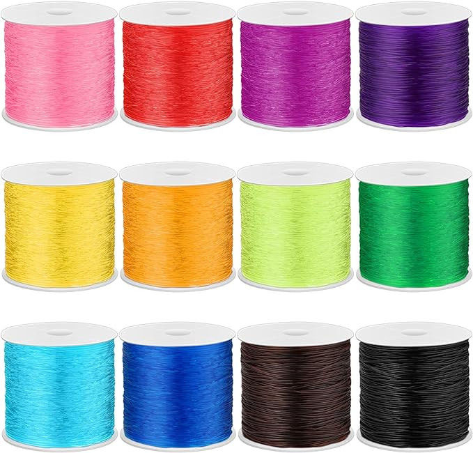 PAXCOO 12 Rolls Elastic Crystal Tec String for Bracelets, 0.8 MM Stretch Bead String Cord Jewelry... | Amazon (US)