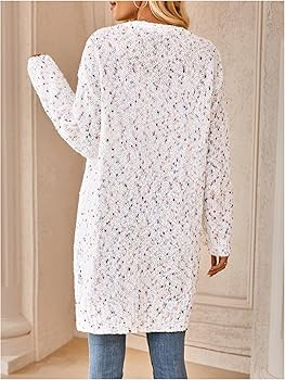 MakeMeChic Women's Chunky Popcorn Cardigan Oversized Open Front V Neck Long Sleeve Knit Cozy Swea... | Amazon (US)